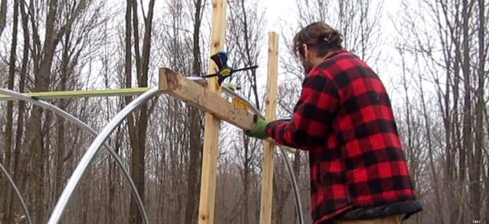 making the door frame of the hoop house