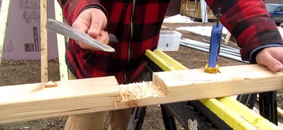 cutting a groove in the door frame for hoop house