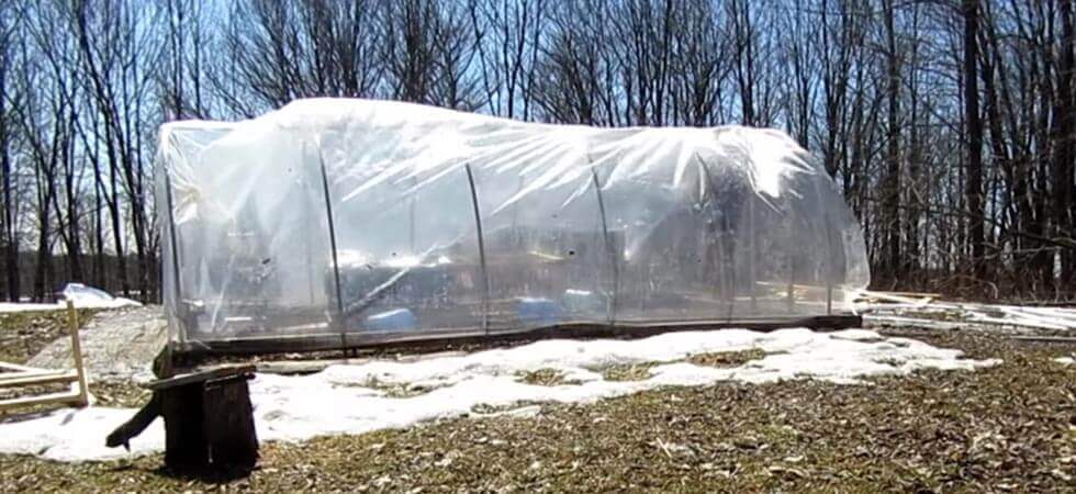 securing the hoop house plastic. DIY tutorial 